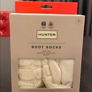 NIB Hunter Boot socks natural white large short